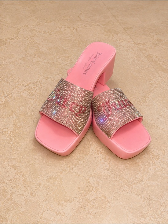 Juicy Couture Shoes - Juicy Couture Pink Crystal-Embellished Slide Mules